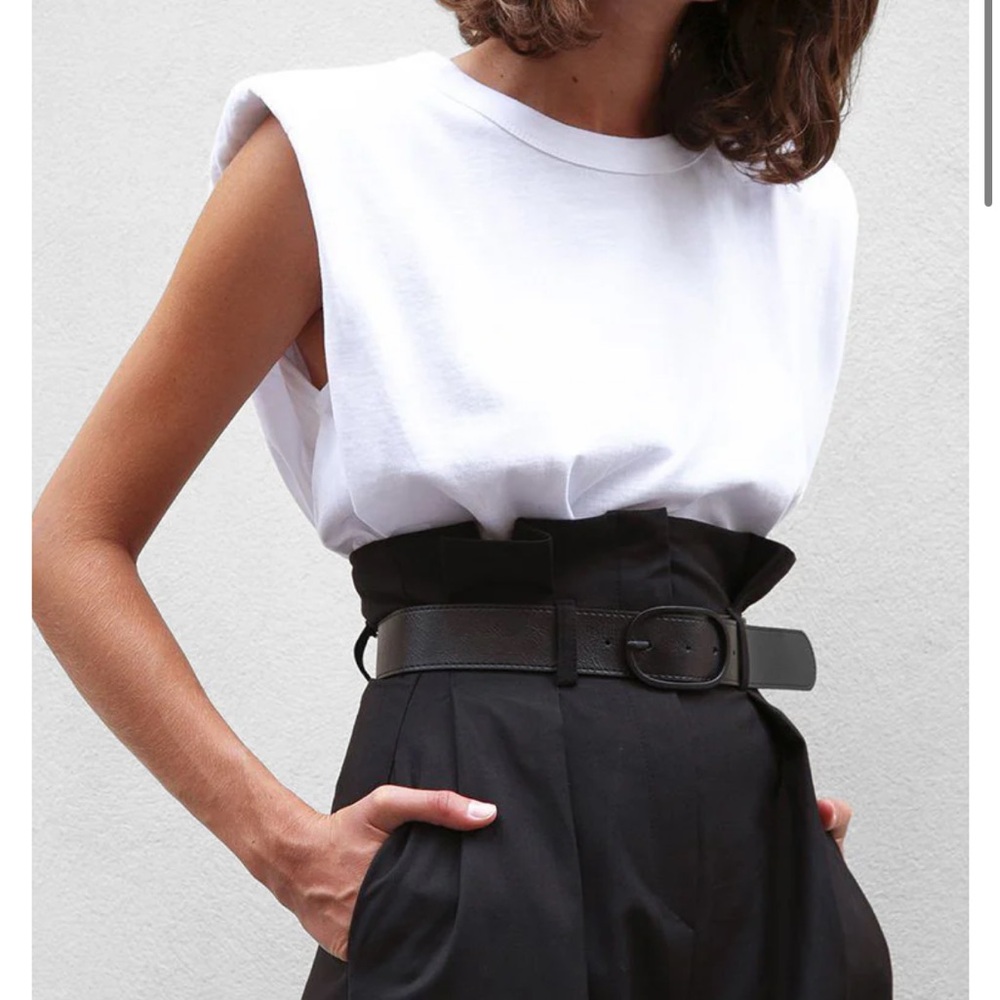 Frankie Shop Eva Padded Shoulder Muscle T-Shirt White